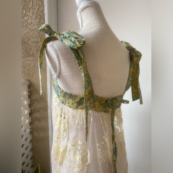 intimately free people lace & mesh shoulder tie maxi dress sz. s - Picture 5 of 12